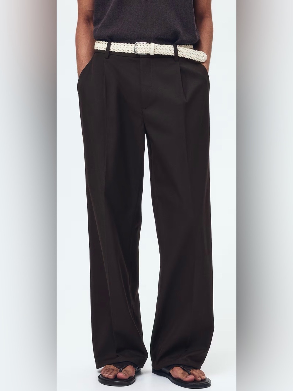 H&M Loose Fit Tailored Pants Brown Size 38 NWT IN PACKAGE
